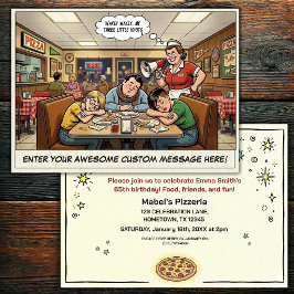 Invitación Celebración divertida de grupo en la pizzería