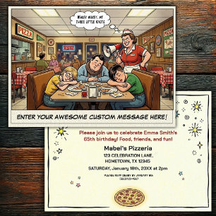 Invitación Celebración divertida de grupo en la pizzería
