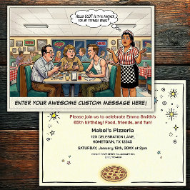 Invitación Celebración divertida de grupo en la pizzería