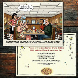 Invitación Celebración divertida de grupo en la pizzería