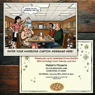 Invitación Celebración divertida de grupo en la pizzería