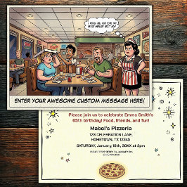 Invitación Celebración divertida de grupo en la pizzería