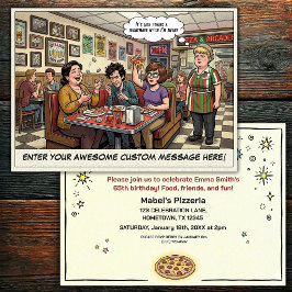 Invitación Celebración divertida de grupo en la pizzería