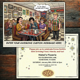 Invitación Celebración divertida de grupo en la pizzería