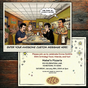 Invitación Celebración divertida de grupo en la pizzería