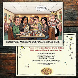 Invitación Celebración divertida de grupo en la pizzería