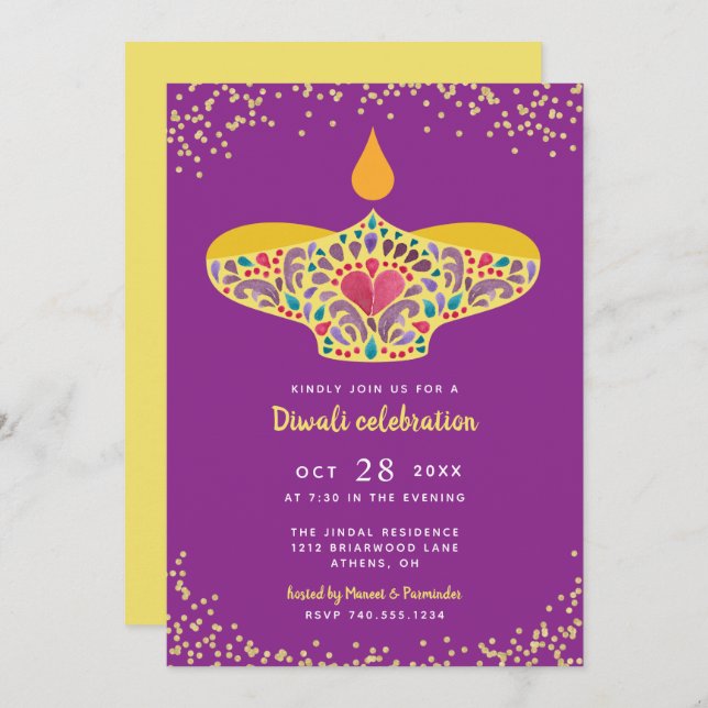 Invitación Celebración Diya Diwali (Anverso / Reverso)