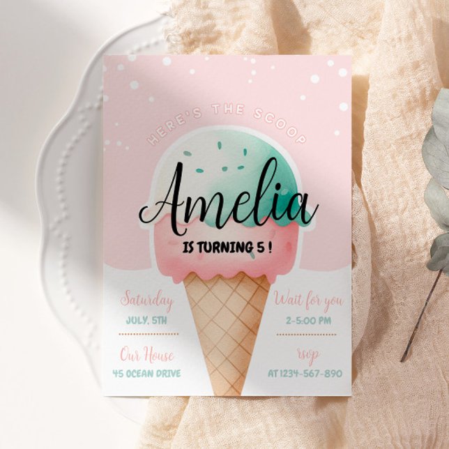 Invitación Celebración dulce Crema de Hielo Chica Cumpleaños (Subido por el creador)