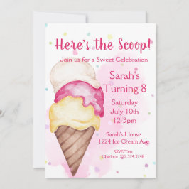 Invitación Celebración dulce Crema de Hielo Cumpleaños