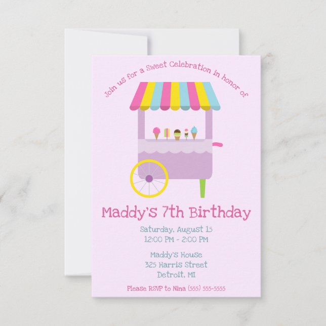 Invitación Celebración dulce Crema de Hielo Stand Fiesta de C (Anverso)