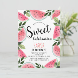 Invitación Celebración Dulce de Sandía Acuarela Cumpleaños