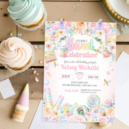 Invitación Celebración dulce Pastel Candy Shoppe Cumpleaños