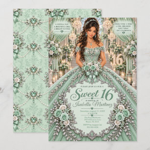 Invitación Celebración Dulces 16 Verde Menta