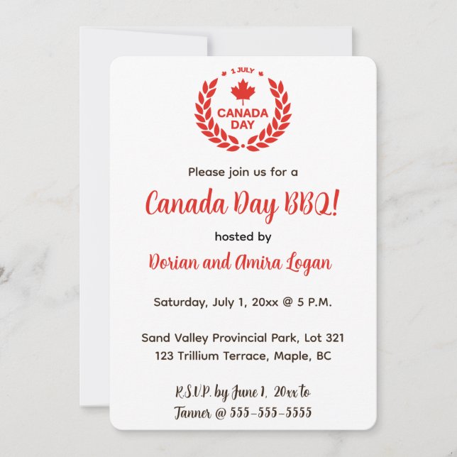 Invitación Celebración editable del Día Patriótico de Canadá (Anverso)