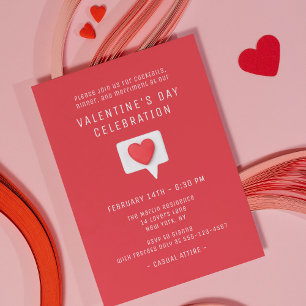 Invitación Celebración el día de San Valentín, corazón rojo m