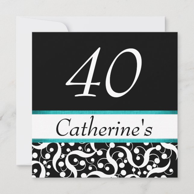 Invitación celebración elegante de cumpleaños número 40 a cua (Anverso)