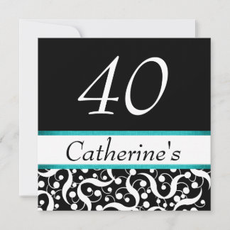 Invitación celebración elegante de cumpleaños número 40 a cua