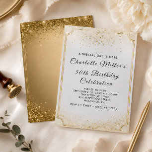 Invitación Celebración elegante de cumpleaños número 50 con b