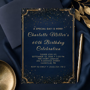 Invitación Celebración elegante de cumpleaños número 50 con b