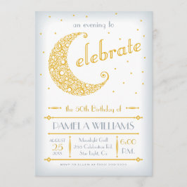 Invitación Celebración Elegante de la Luna Dorada
