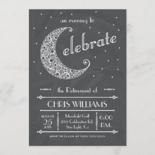 Invitación Celebración elegante de la luna - pizarra