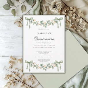 Invitación Celebración Elegante de Quinceañera Verde Salvia 1