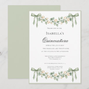 Invitación Celebración Elegante de Quinceañera Verde Salvia 1