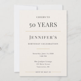 Invitación Celebración elegante minimalista de 50 cumpleaños