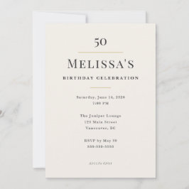 Invitación Celebración elegante minimalista de 50 cumpleaños