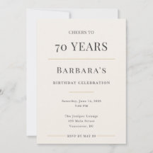 Celebración elegante minimalista de 70 cumpleaños