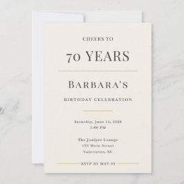 Invitación Celebración elegante minimalista de 70 cumpleaños