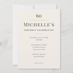 Invitación Celebración elegante minimalista de cumpleaños 60