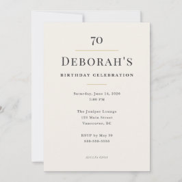 Invitación Celebración elegante minimalista del 70 cumpleaños