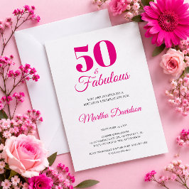 Invitación Celebración elegante y fabulosa de 50 años en rosa