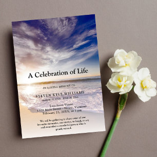 Invitación Celebración en el océano de playa del funeral de l