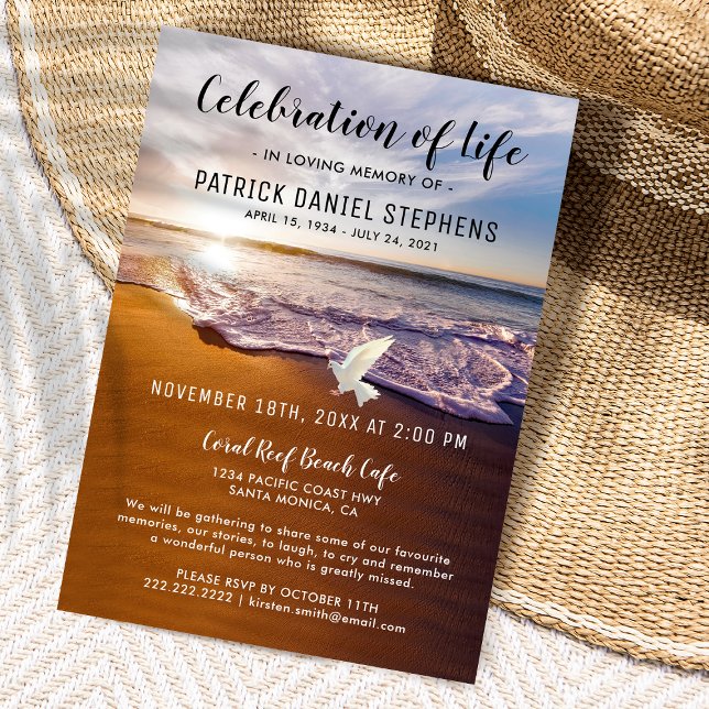Invitación Celebración en la playa del funeral de la vida (Subido por el creador)