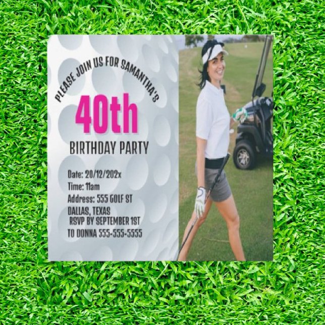 Invitación Celebración especial de cumpleaños de golf (Swinging with Style, Dressed for Success)