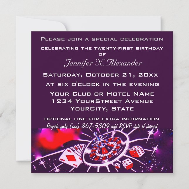 Invitación Celebración especial del cumpleaños (Anverso)