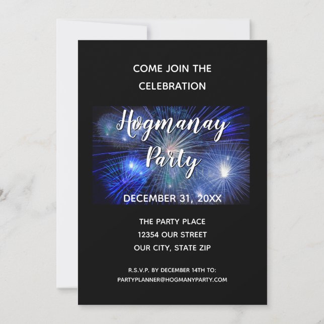 Invitación Celebración Feliz de Hogmanay Fuegos Artificiales  (Reverso)