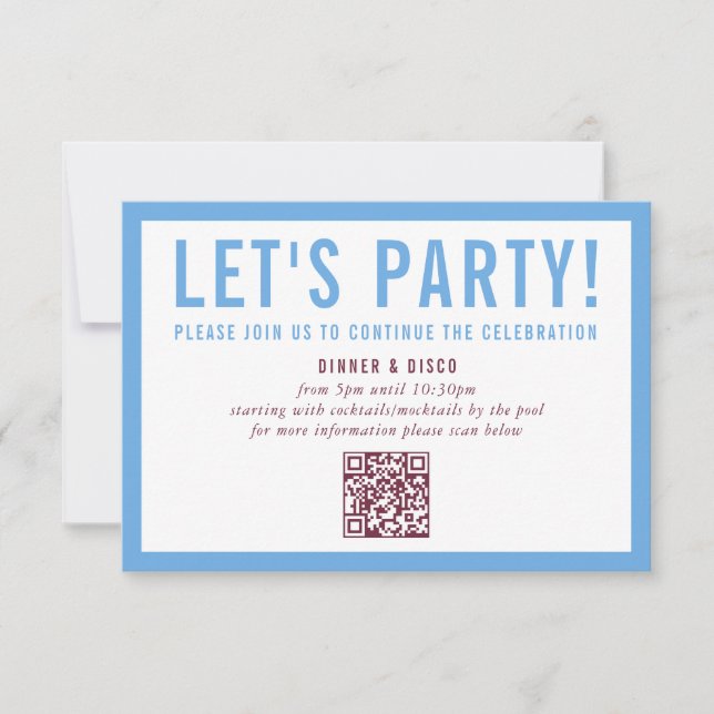 Invitación CELEBRACIÓN fiesta INFO azul marrón mínimo moderno (Anverso)