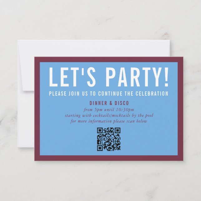 Invitación CELEBRACIÓN fiesta INFO azul marrón mínimo moderno (Anverso)