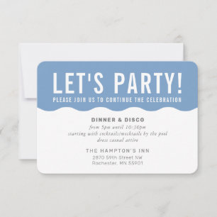 Invitación CELEBRACIÓN fiesta INFO moderno ondulado azul
