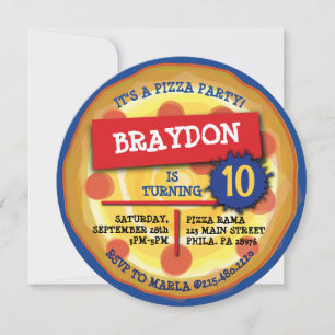 Invitación CELEBRACIÓN FIESTA PEPPERONI PIZZA Fiesta de cumpl
