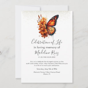 Invitación Celebración floral botánica de la mariposa de la v