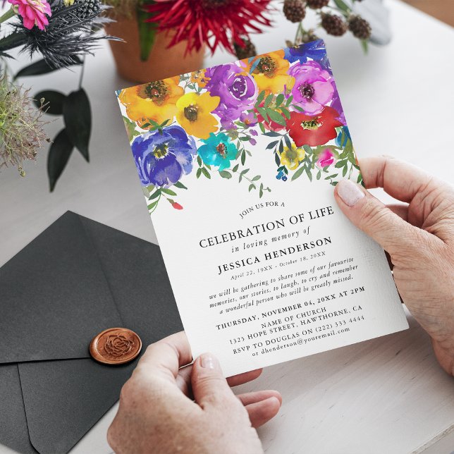 Invitación Celebración floral brillante y audaz de la vida (Subido por el creador)