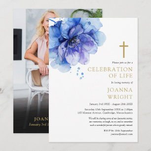 Invitación Celebración floral cristiana de la vida funeral fo