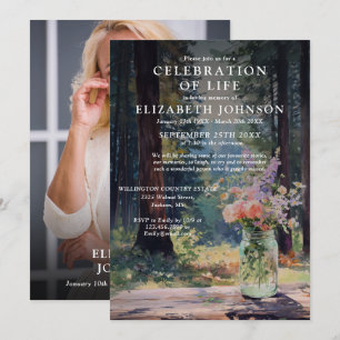 Invitación Celebración floral de bosque de la vida en foto