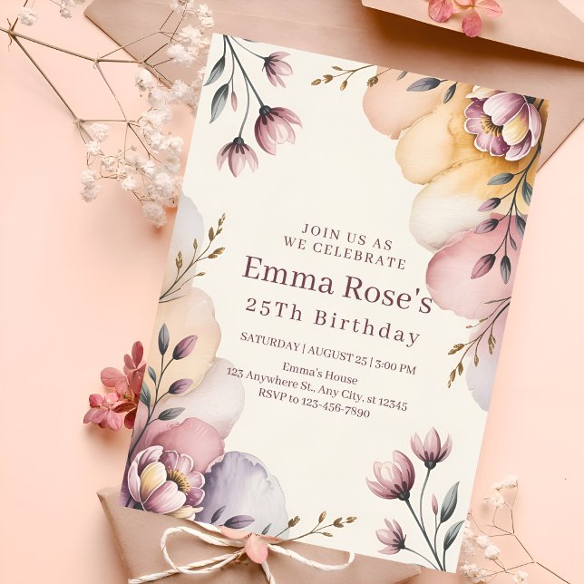 Invitación Celebración floral de pasteles suaves (Subido por el creador)
