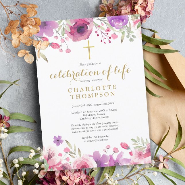 Invitación Celebración floral del funeral cristiano (Subido por el creador)