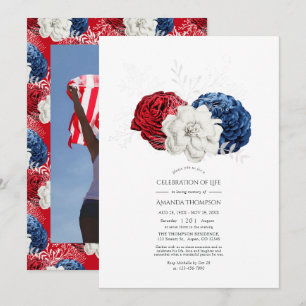 Invitación Celebración floral patriótica americana de la vida